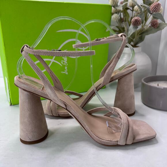 Sam Edelman Kia Block Heel Suede Ankle Strap Cappuccino Women 9.5 Tried On - Picture 6 of 11